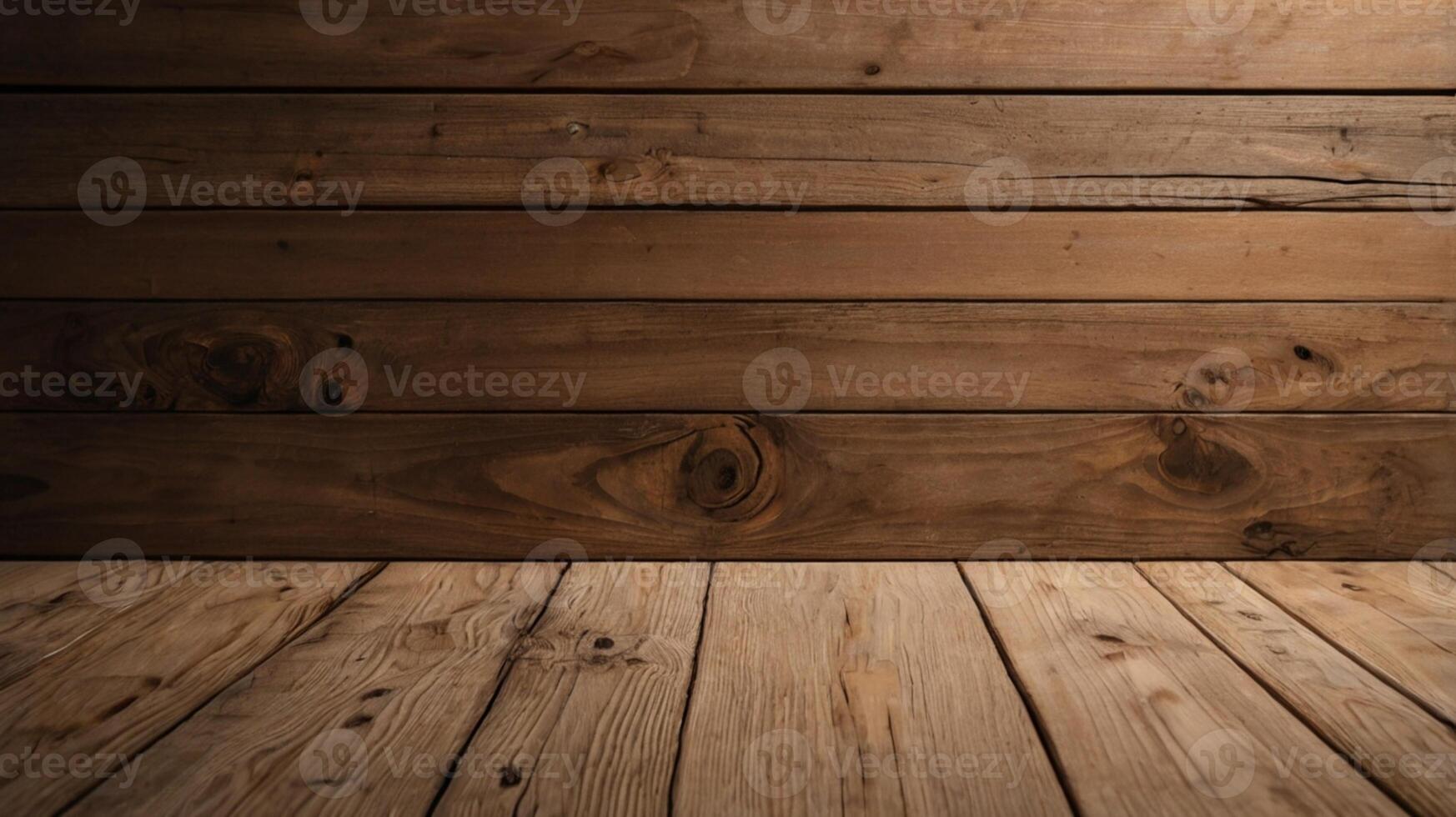 Wooden wall background with wooden floor photo