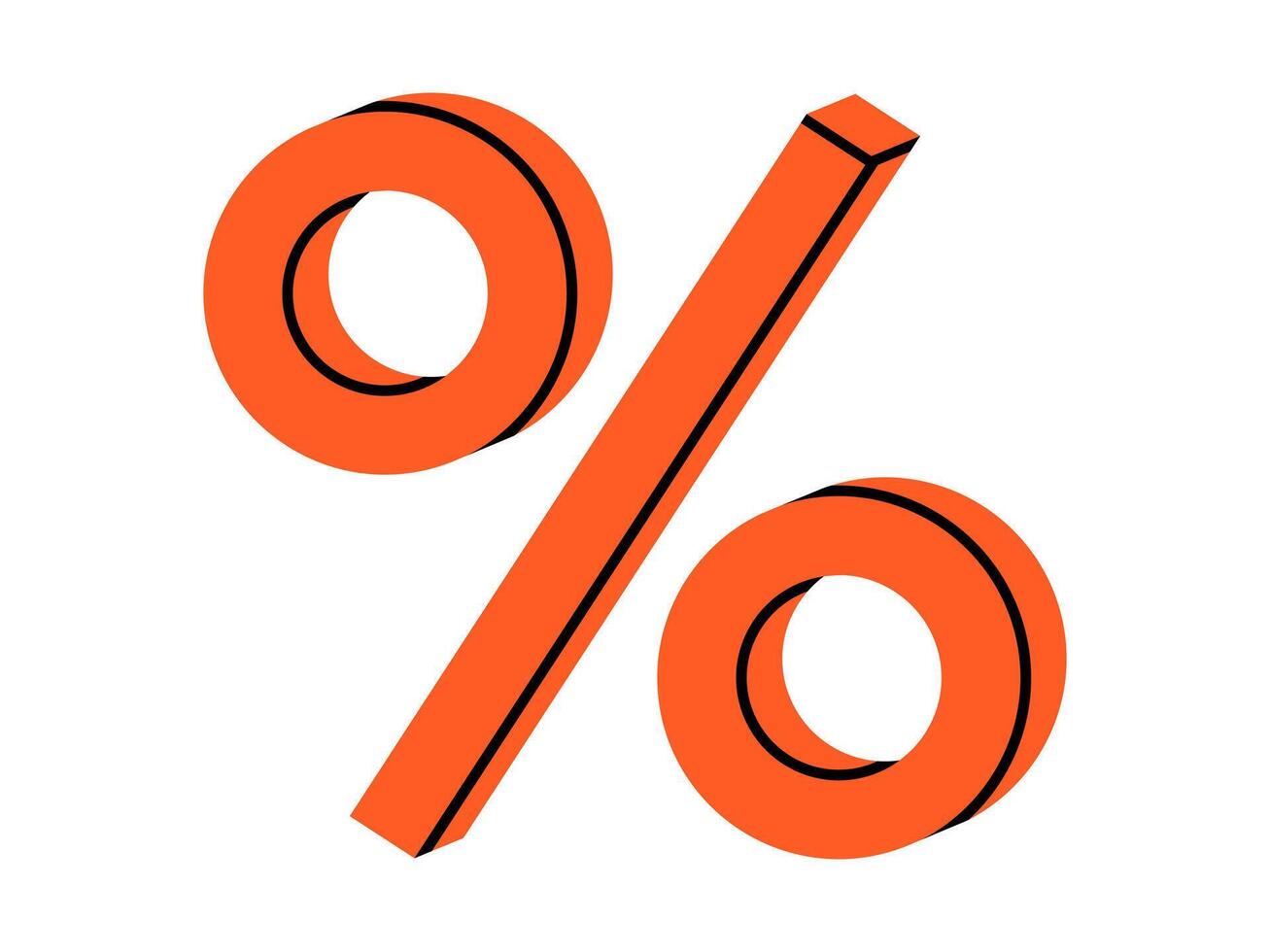 Hand drawn cute cartoon illustration of percent sign. Flat price reduction doodle. Promotion sign icon or sticker. Discount promo code symbol. Great offer. Marketing advertising. Isolated. vector