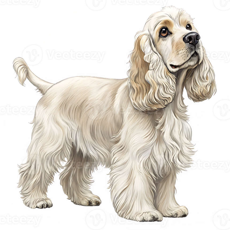 Adorable Cream-Colored Cocker Spaniel Illustration png