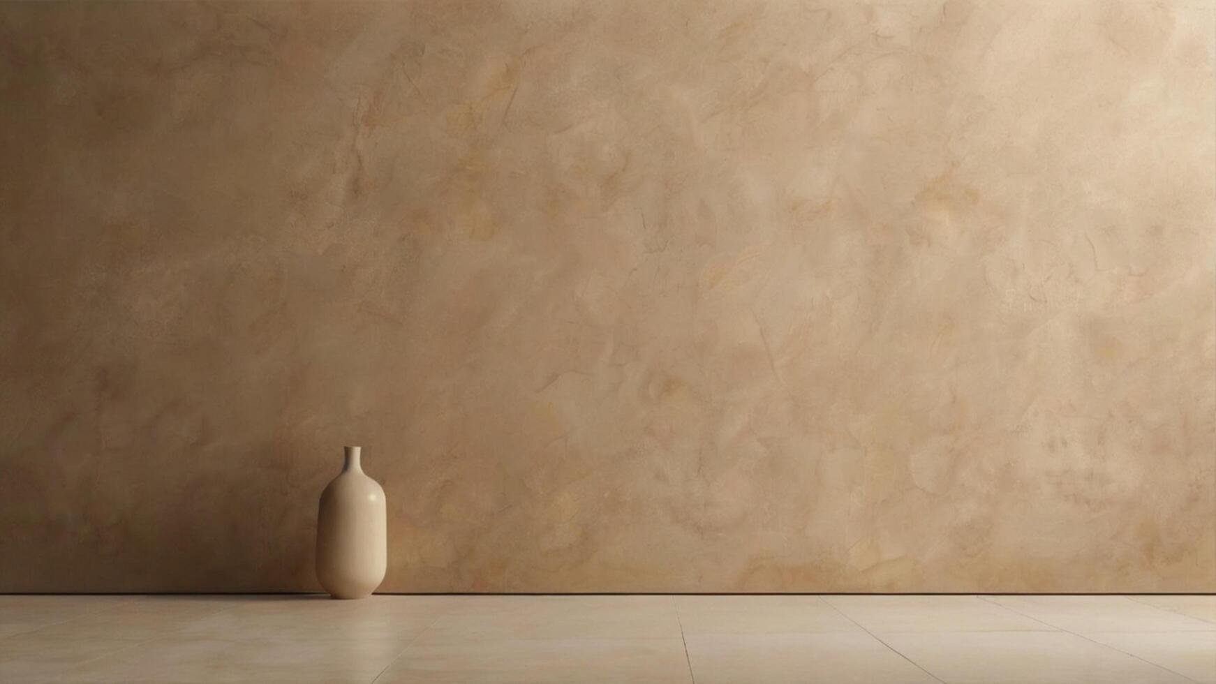 A vase sitting on a floor next to a wall photo