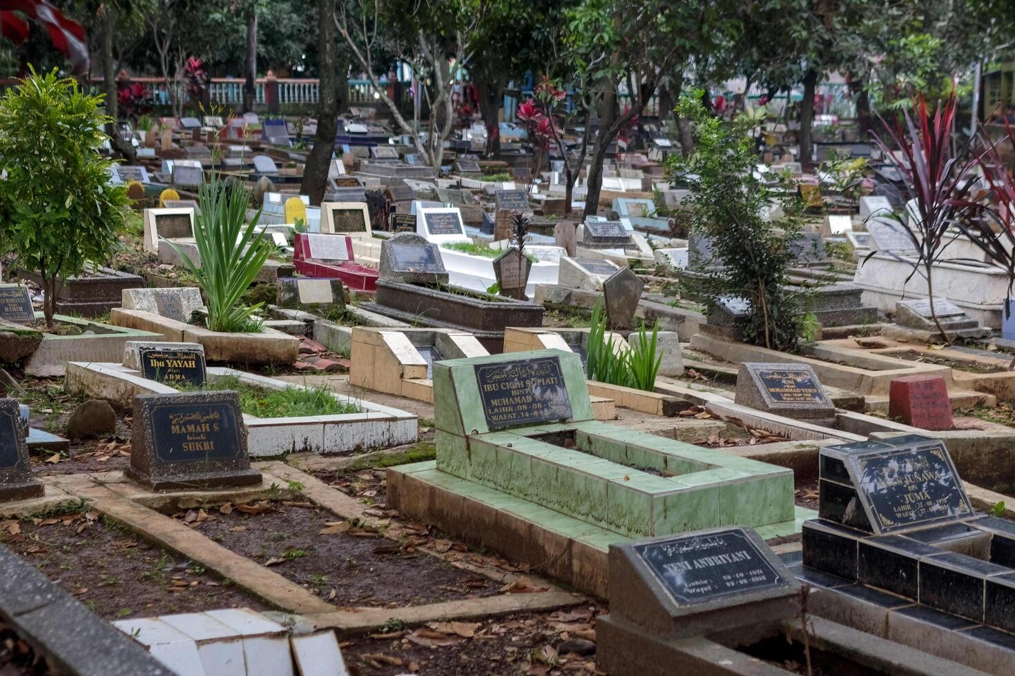 Muslim Cemetery with Traditional Gravestones, Bandung Indonesia,06 March 2025 photo