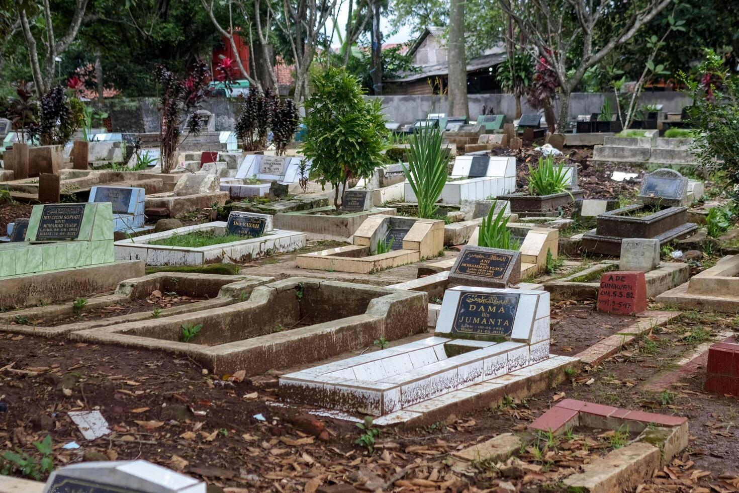 Traditional Muslim Cemetery with Gravestones, Bandung Indonesia, 06 March 2025 photo