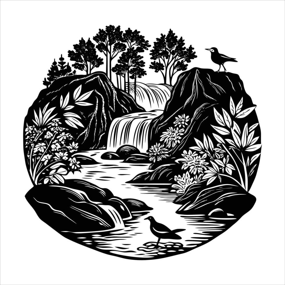 River With A Waterfall vector