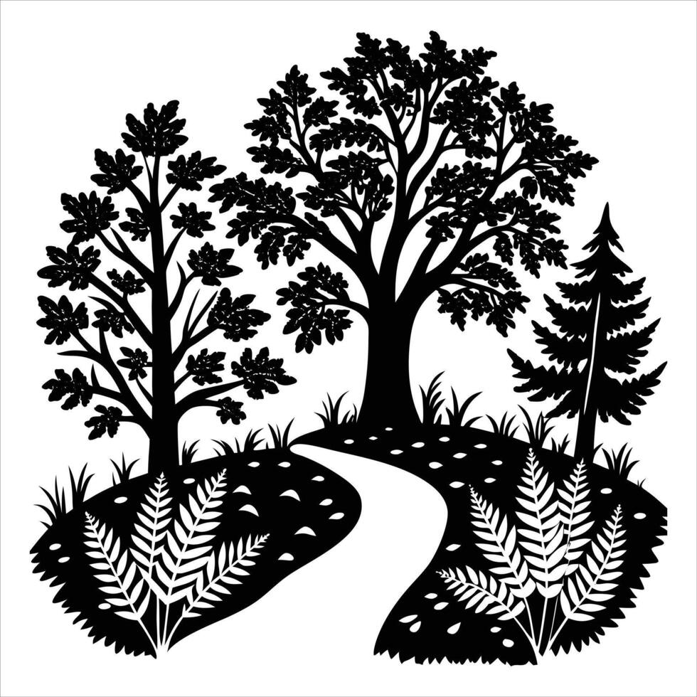 Wilderness Black White vector