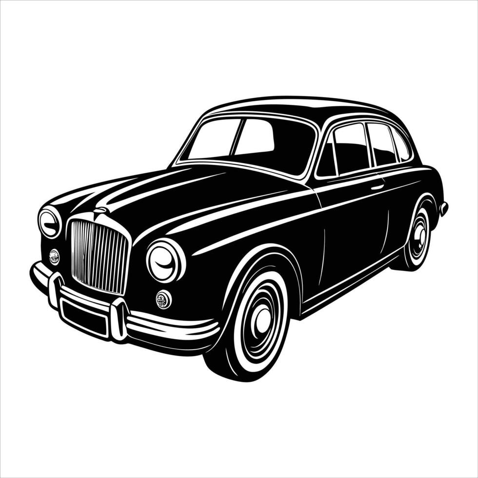 Black silhouette of A classic Car vector