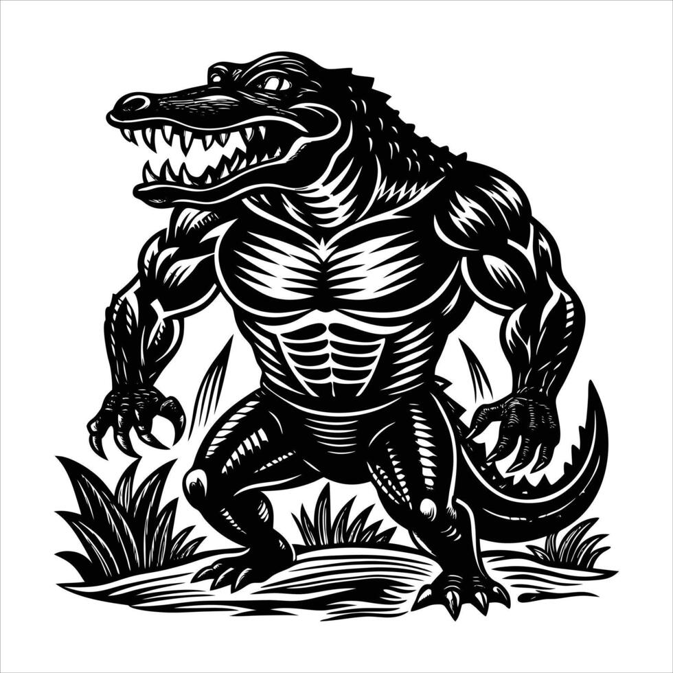 Vintage Crocodile Design Front View vector