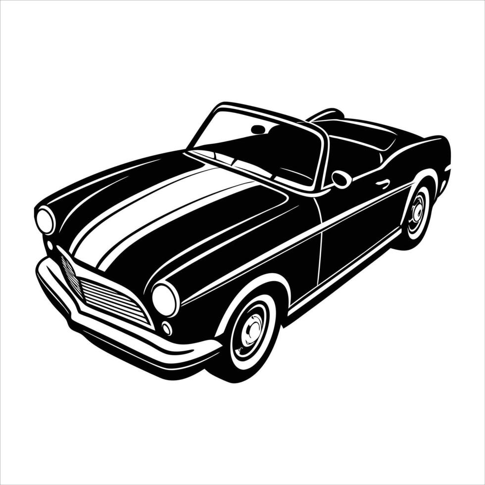 Vintage Classic Car line art Illustration vector