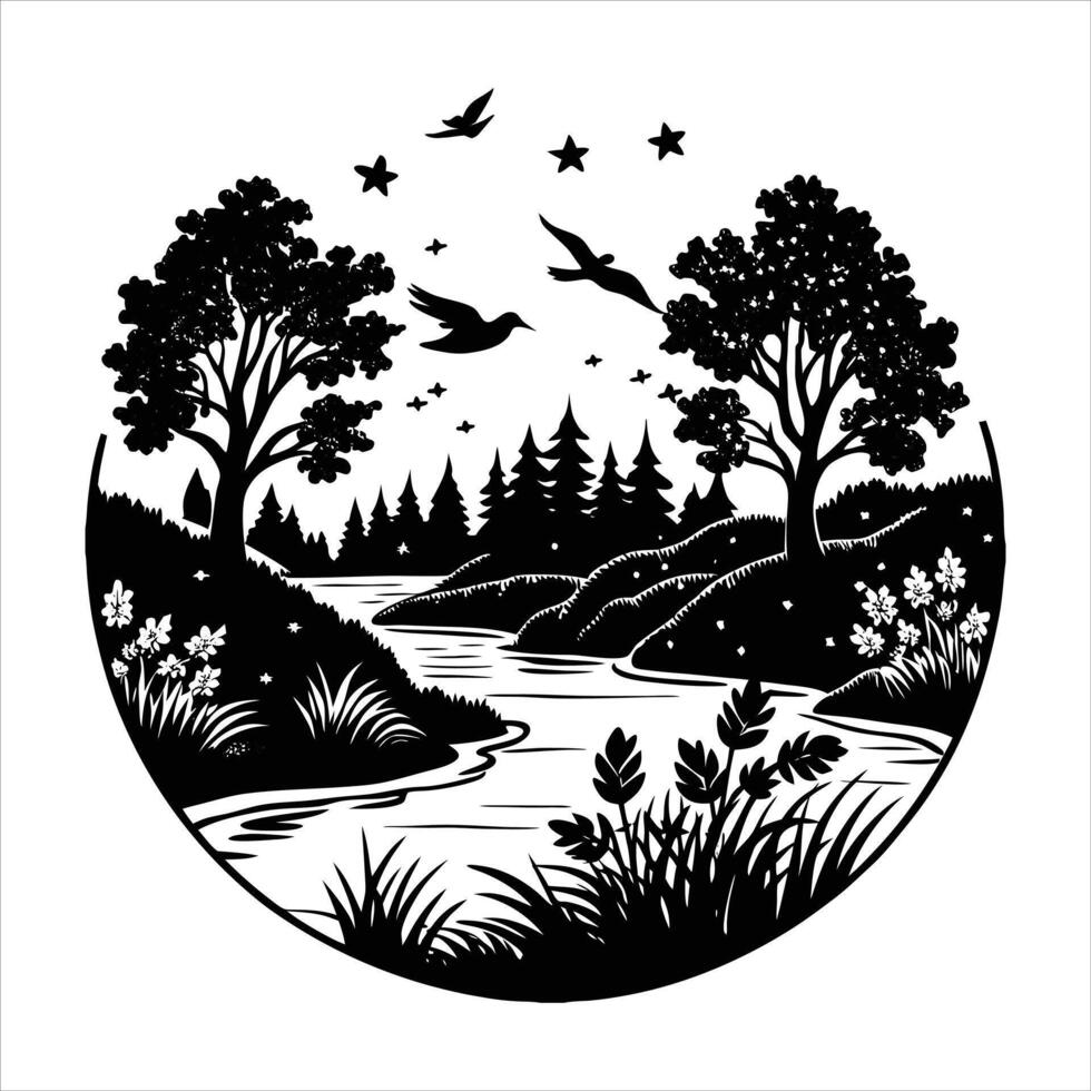 Peaceful River Scene vector