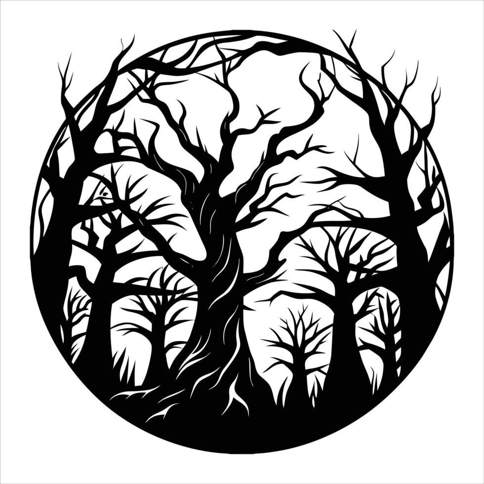 Creepy Twisted Trees vector