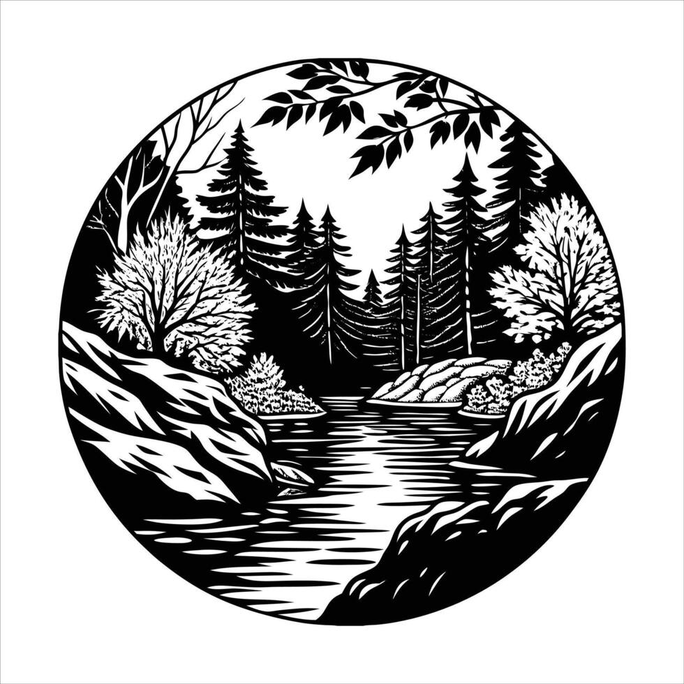 River With Autumn Foliage vector