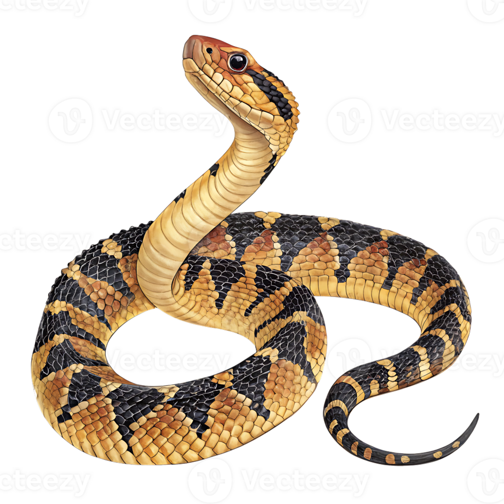 Detailed illustration of a venomous snake with striking patterns png