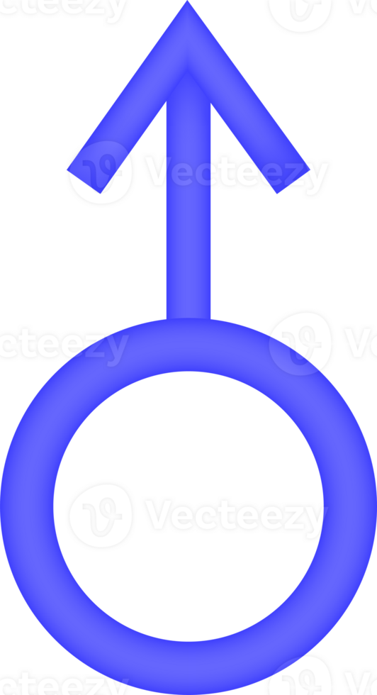 Blue male gender symbol with an arrow pointing upwards. Isolated on transparent background. png
