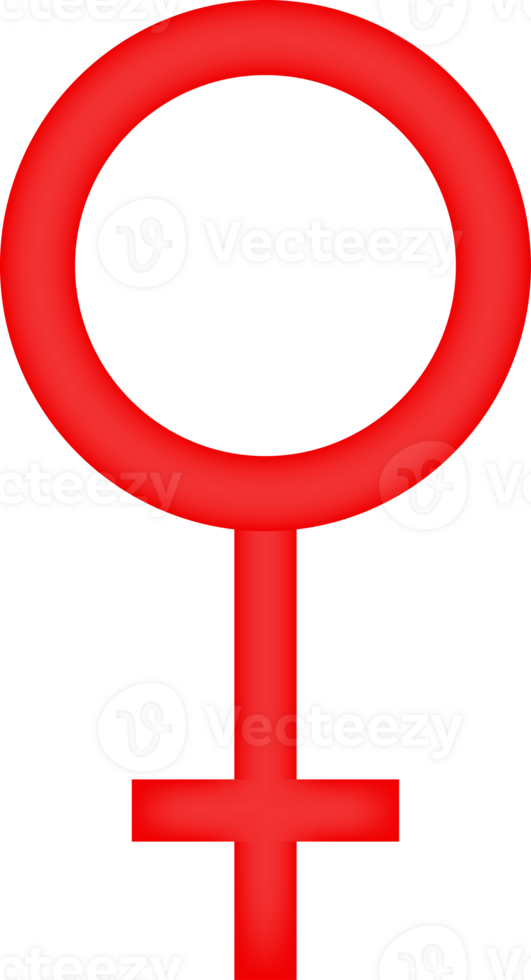 Red female gender symbol with a circle and a cross below. Isolated on transparent background. png