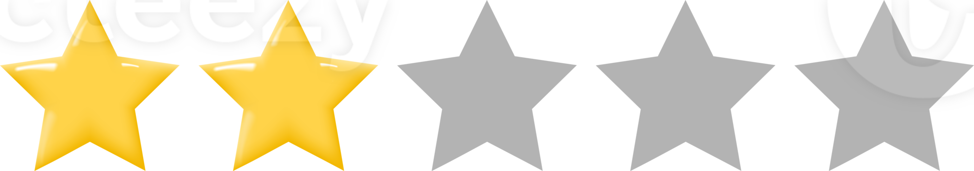 Row of three gold stars followed by two silver stars. Isolated on transparent background. png