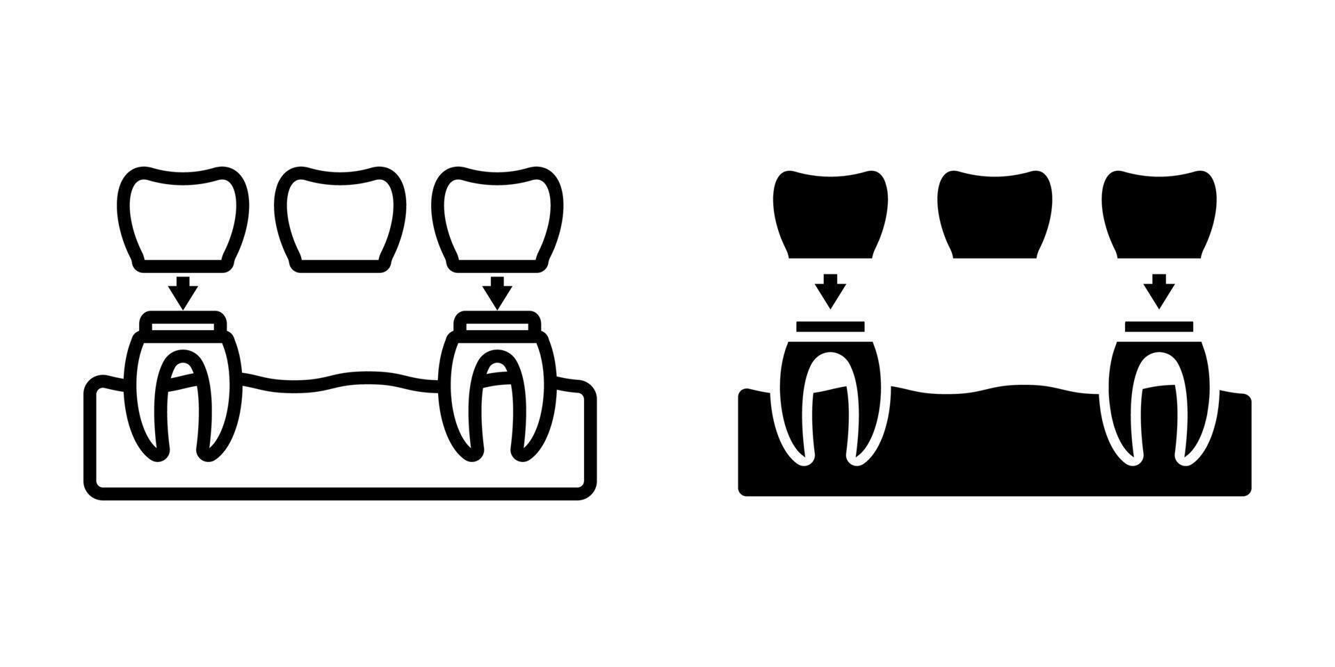 Dental Bridge icons set. for mobile concept and web design on white background vector