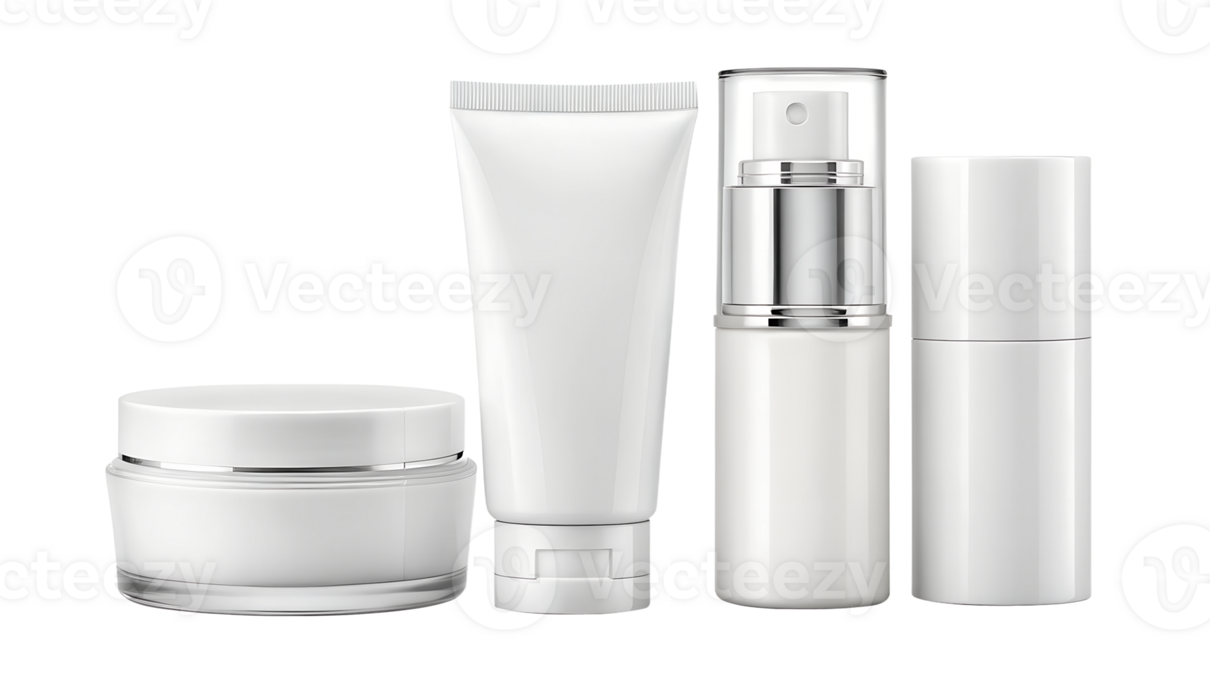 Blank White Cosmetic Containers for Mockup png