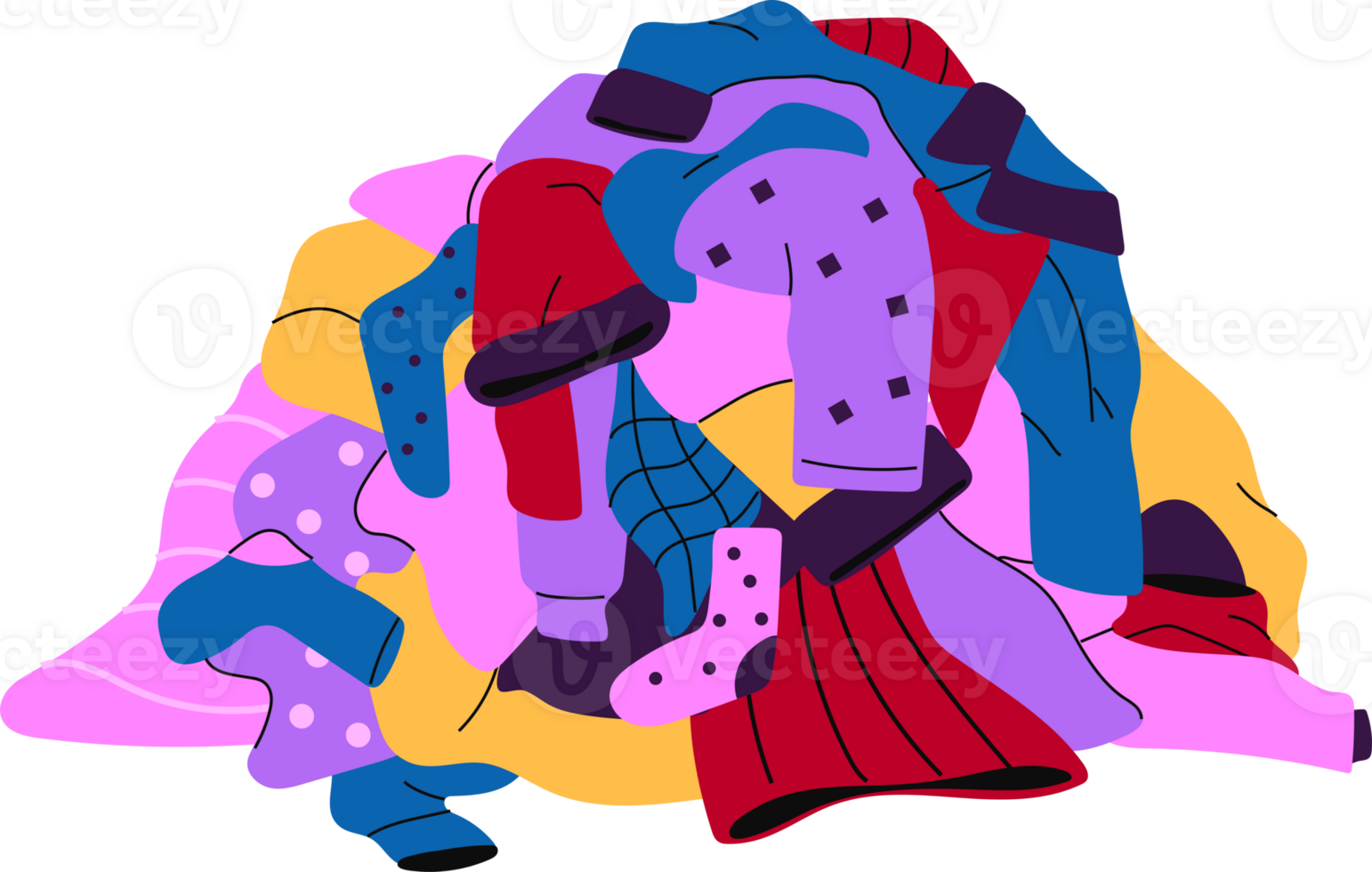A towering pile of laundry, representing household chores, overwhelm, and daily cleaning struggles png
