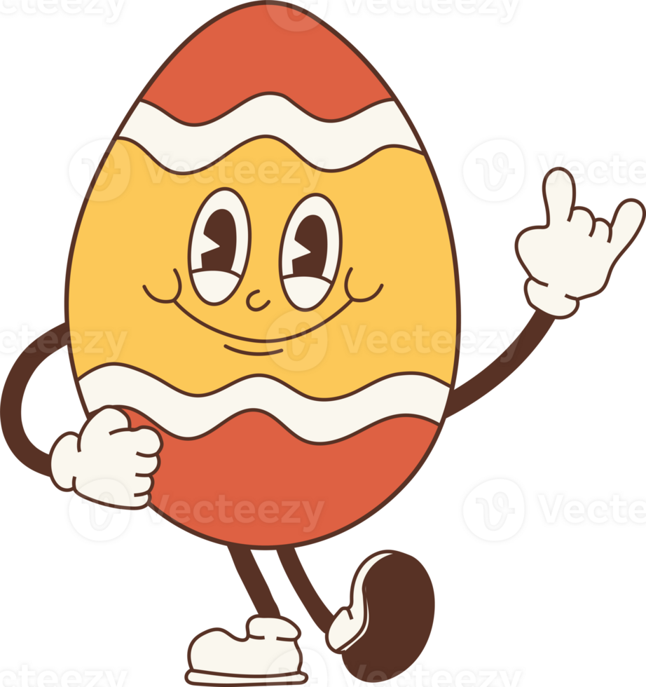 Groovy Easter egg with a colorful retro design, adding a funky touch to the holiday png