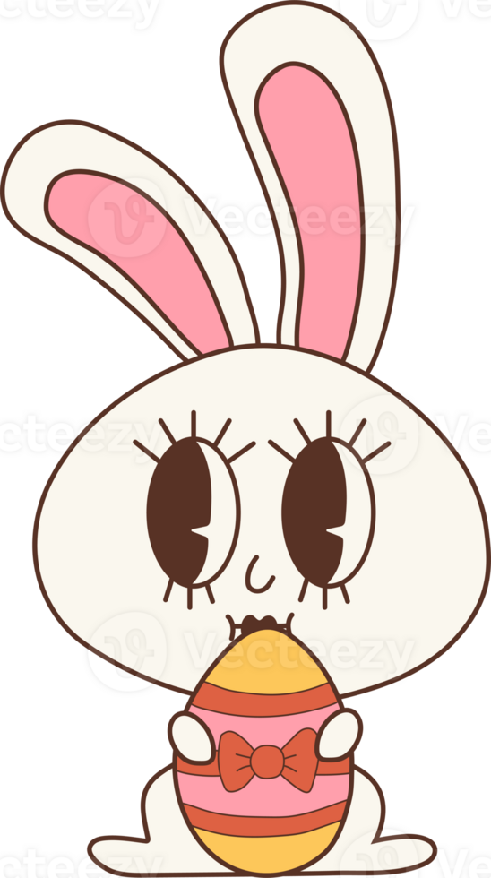 Happy Easter bunny hugging an egg, a cute and festive holiday character png
