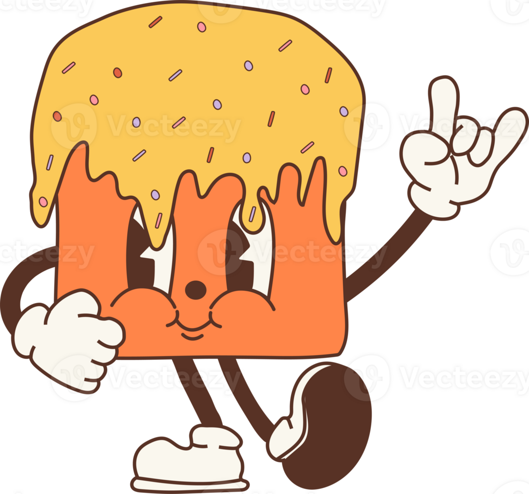 Happy Easter groovy cake, a fun and festive holiday character png