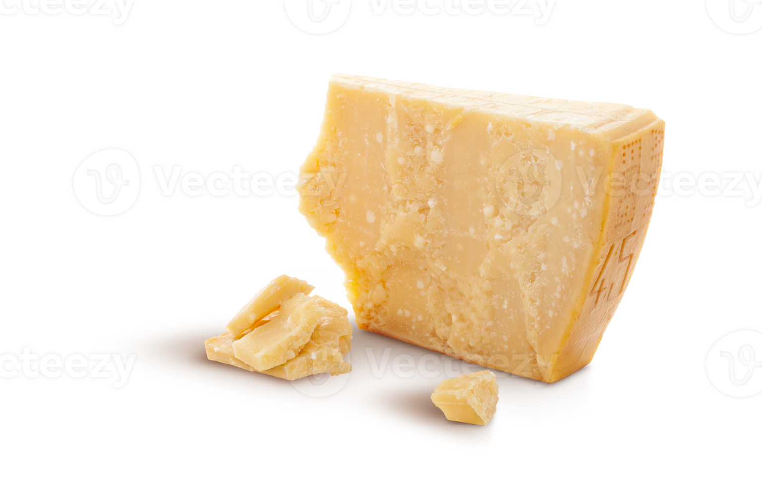 Aged parmesan cheese or parmigiano reggiano isolated on a transparent background png