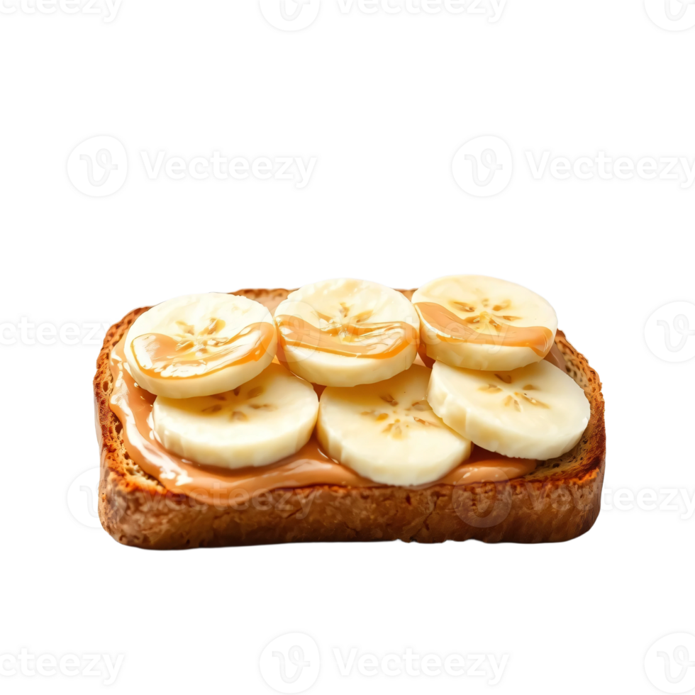 A banana and peanut butter sandwich on a toasted bread png
