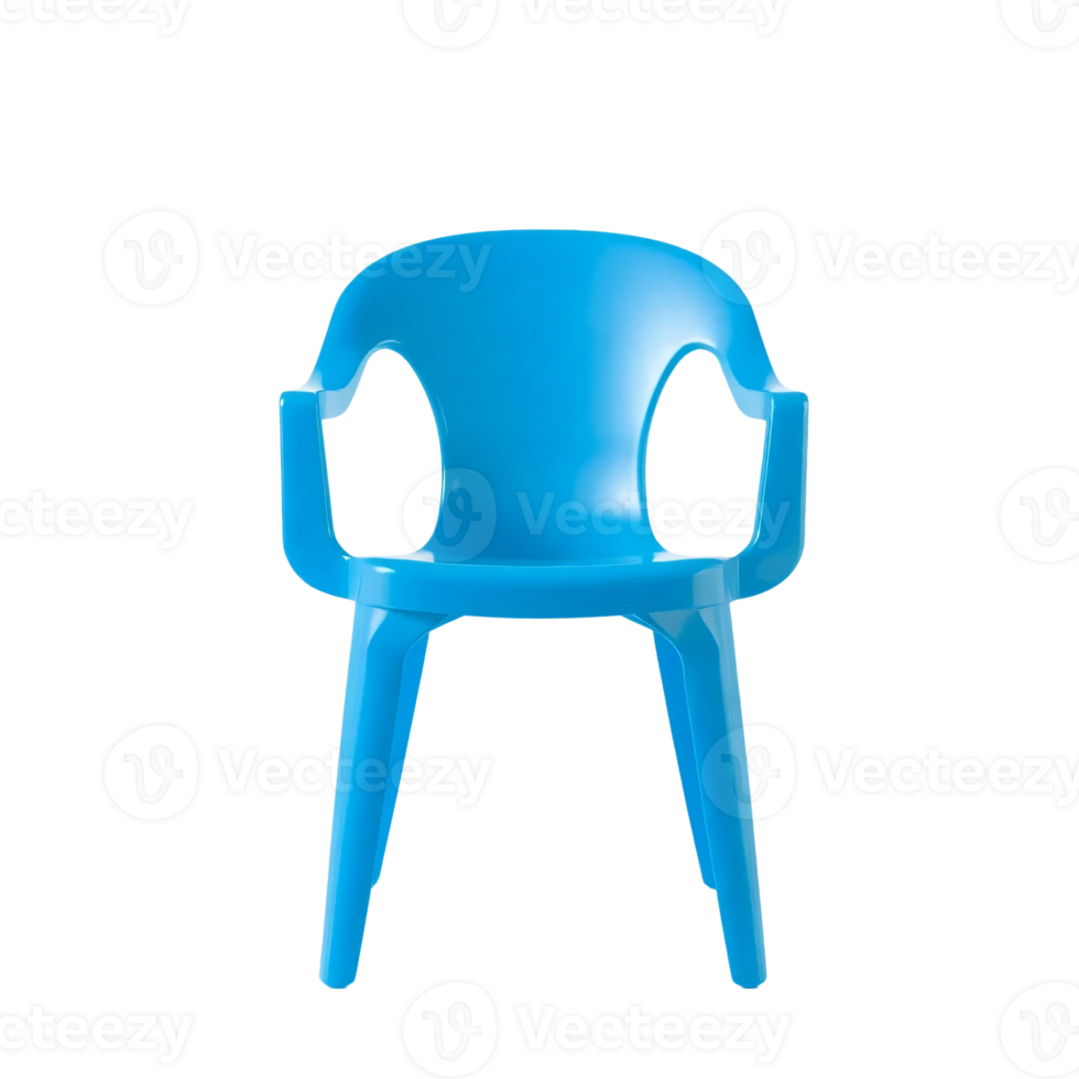 A blue plastic chair with arms and legs png