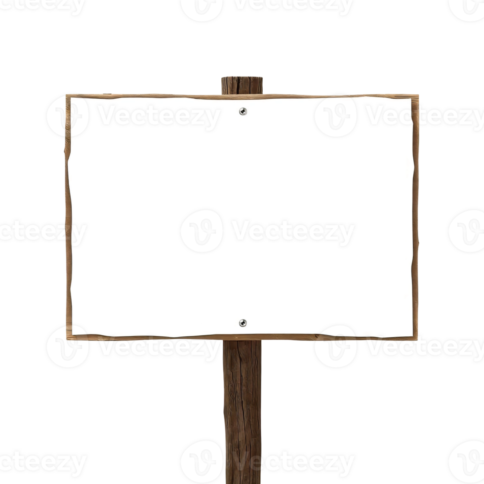 A wooden sign with a blank white board on it png