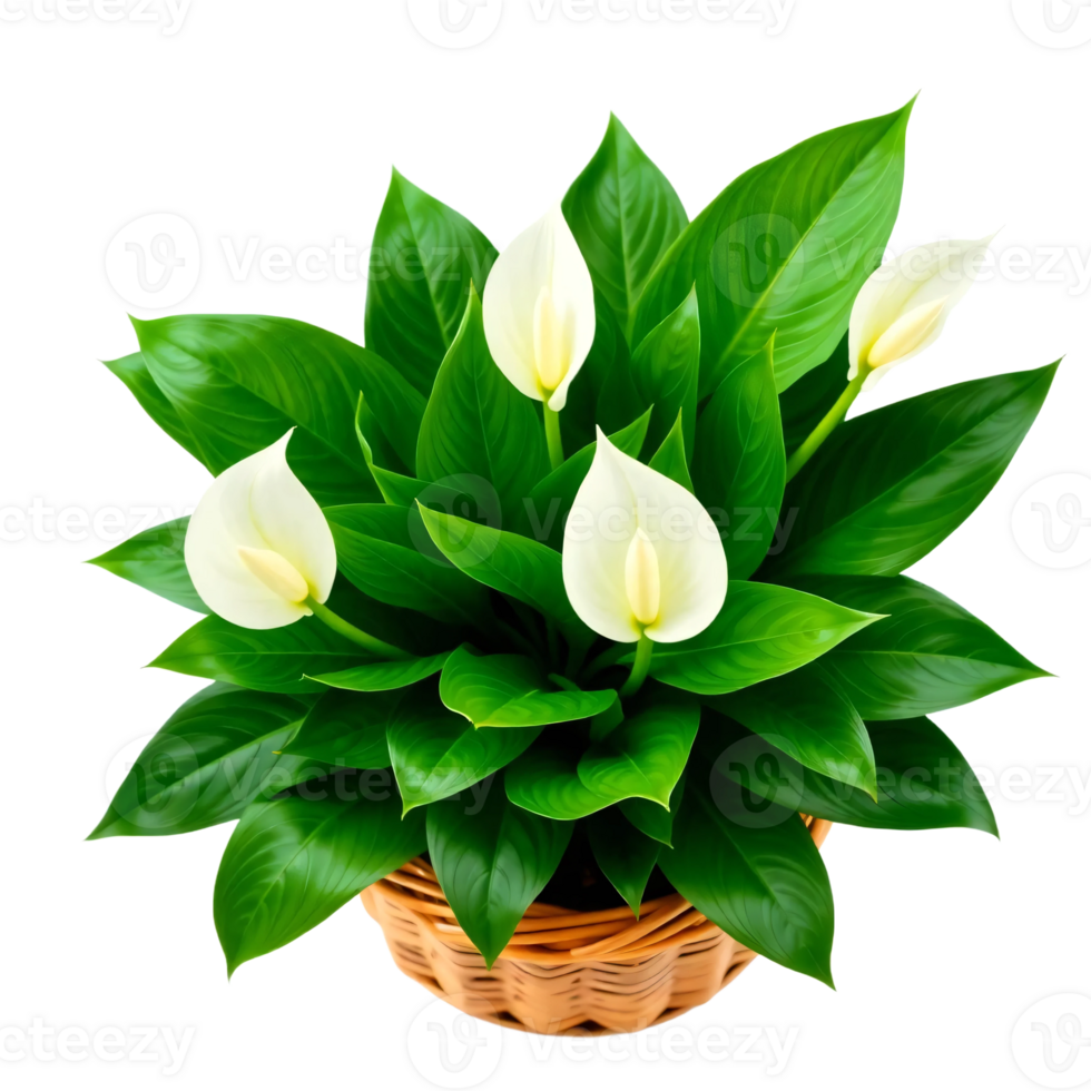 A basket with white flowers in it png