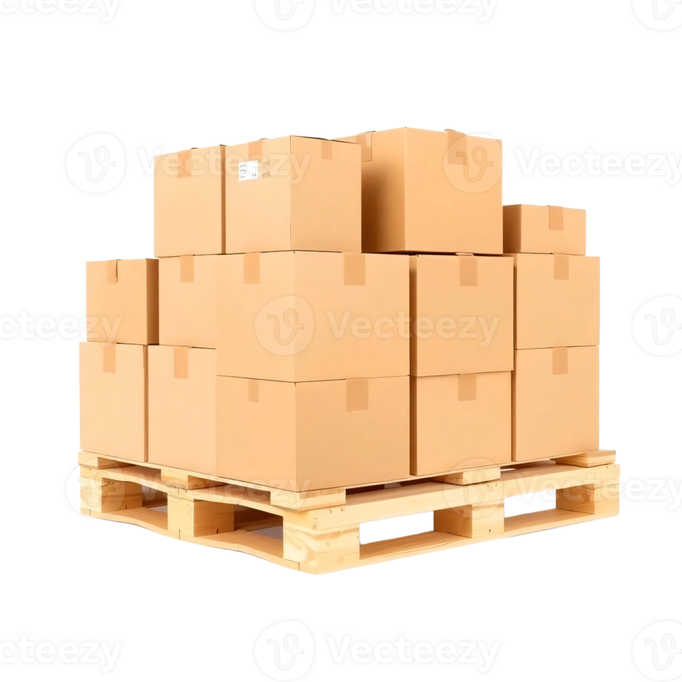 A stack of boxes on a pallet png