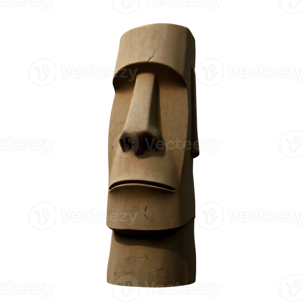 A large wooden statue with a face on it png