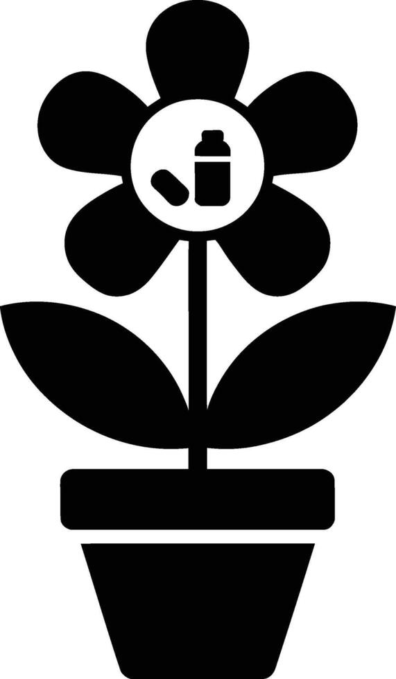 A flower pot with a pill bottle in it vector