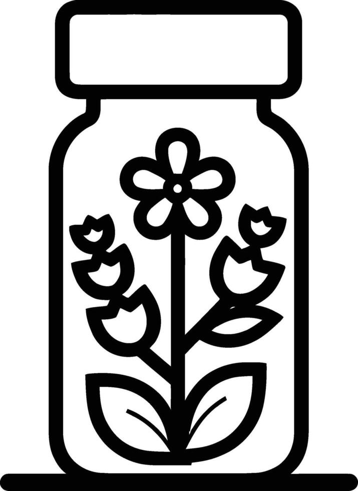 A jar with flowers and leaves in it vector