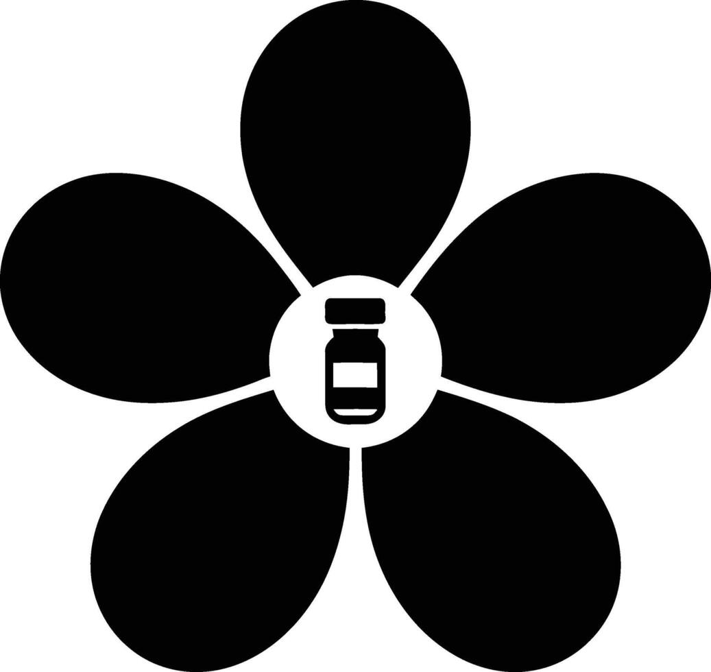 A black flower with a bottle in the center vector