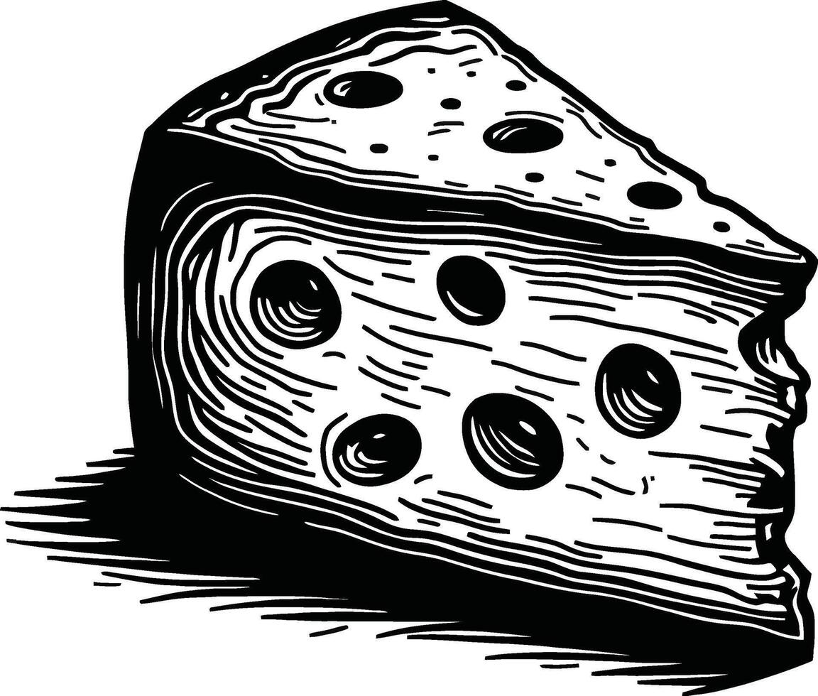 Slice of Cheese Black and White Square Icon vector