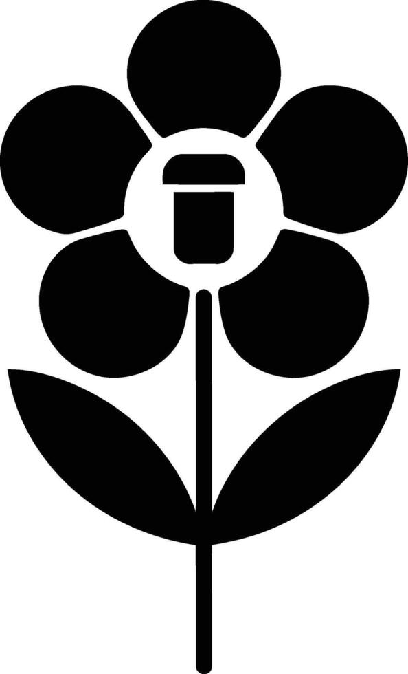 A black and white flower with a black stem vector