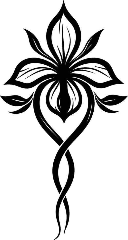 A black and white tattoo design with a flower vector