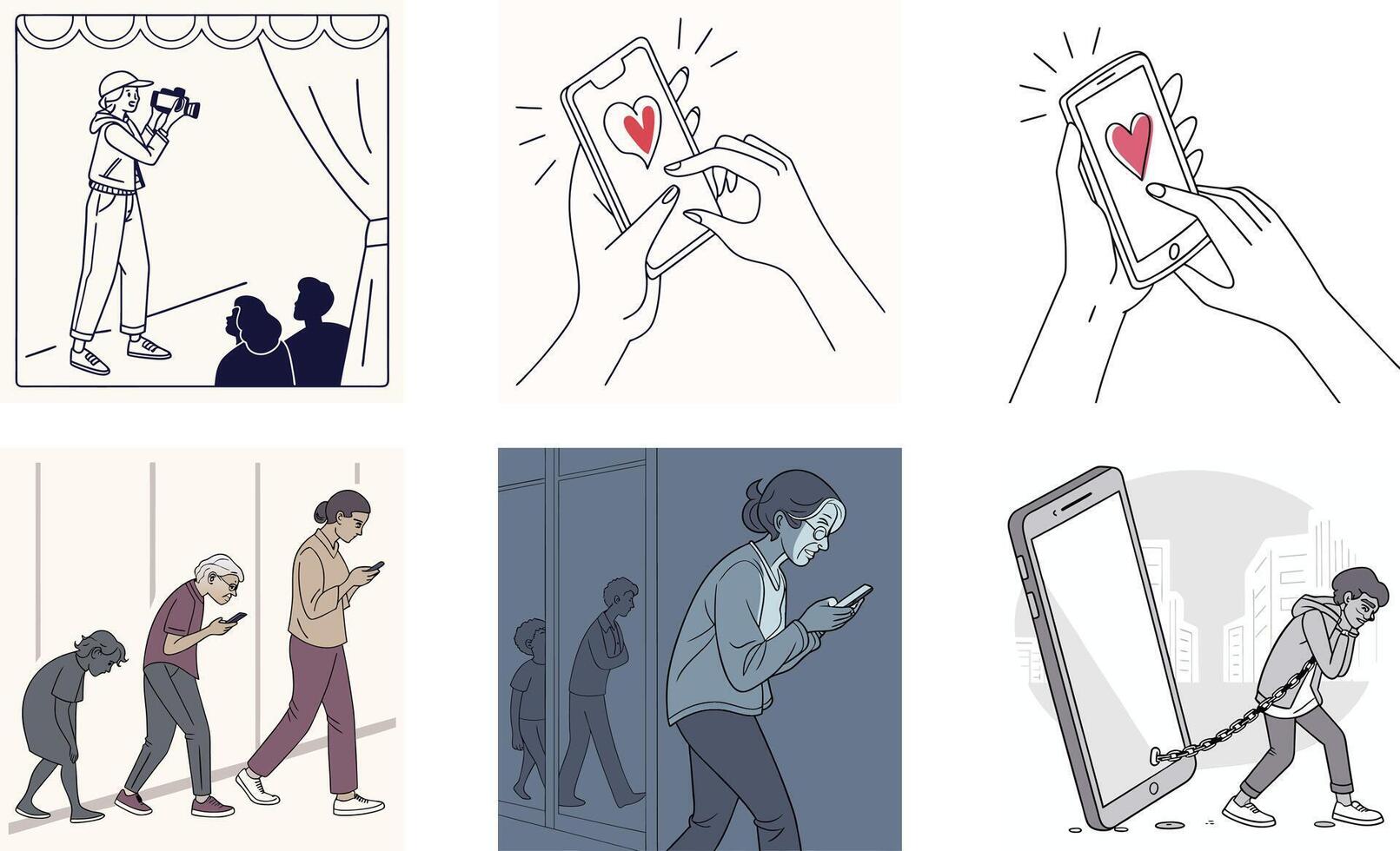 Illustration of people using cell phones vector