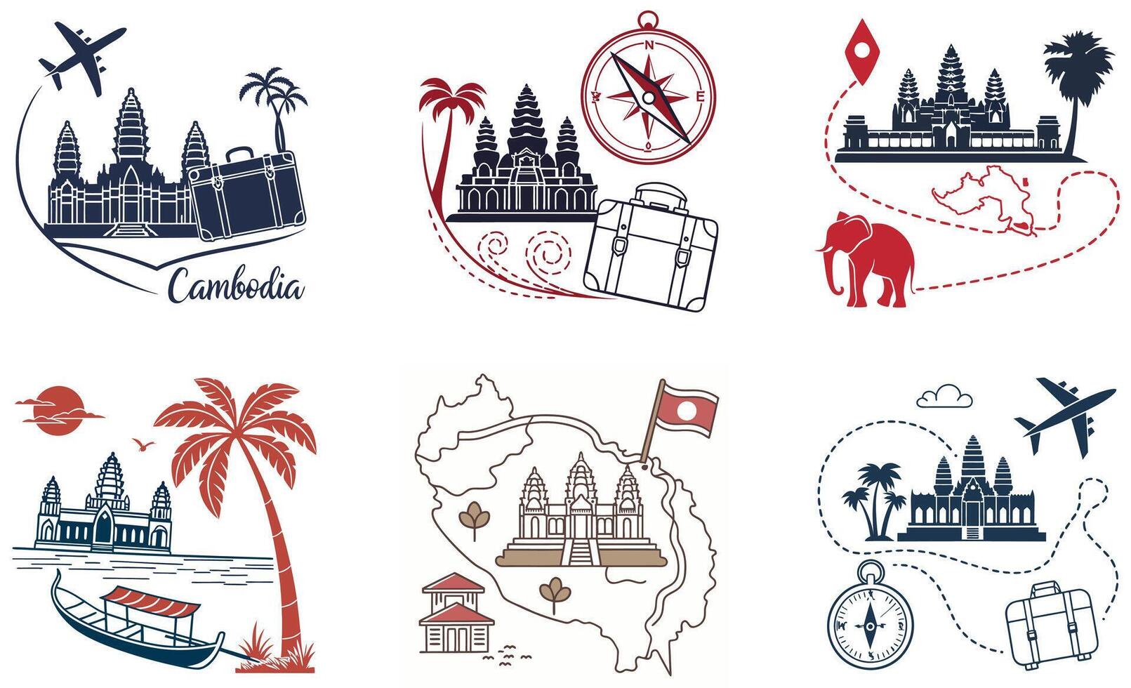 A set of four different icons for travel vector