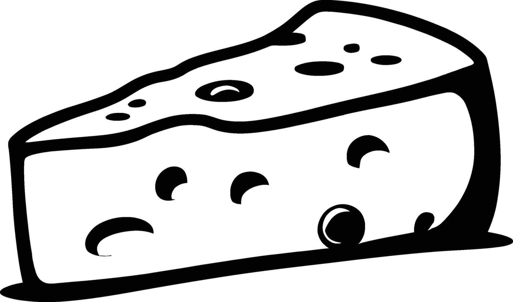 Cheese Slice Black and White Icon with Long Shadow vector