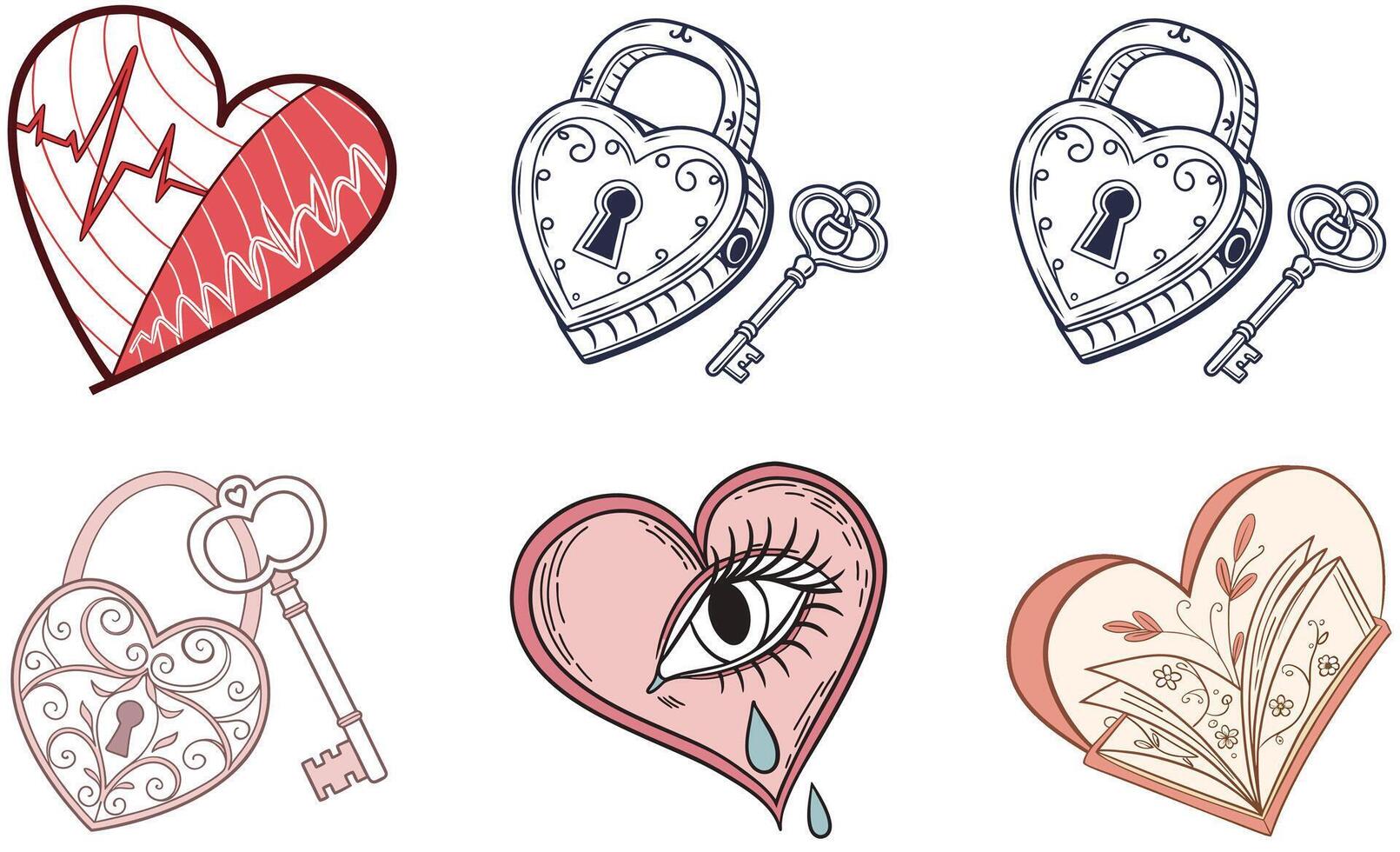 Valentine's day icons set vector