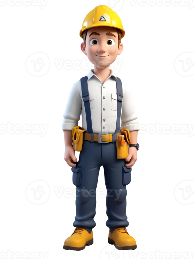 3d render of a construction worker png