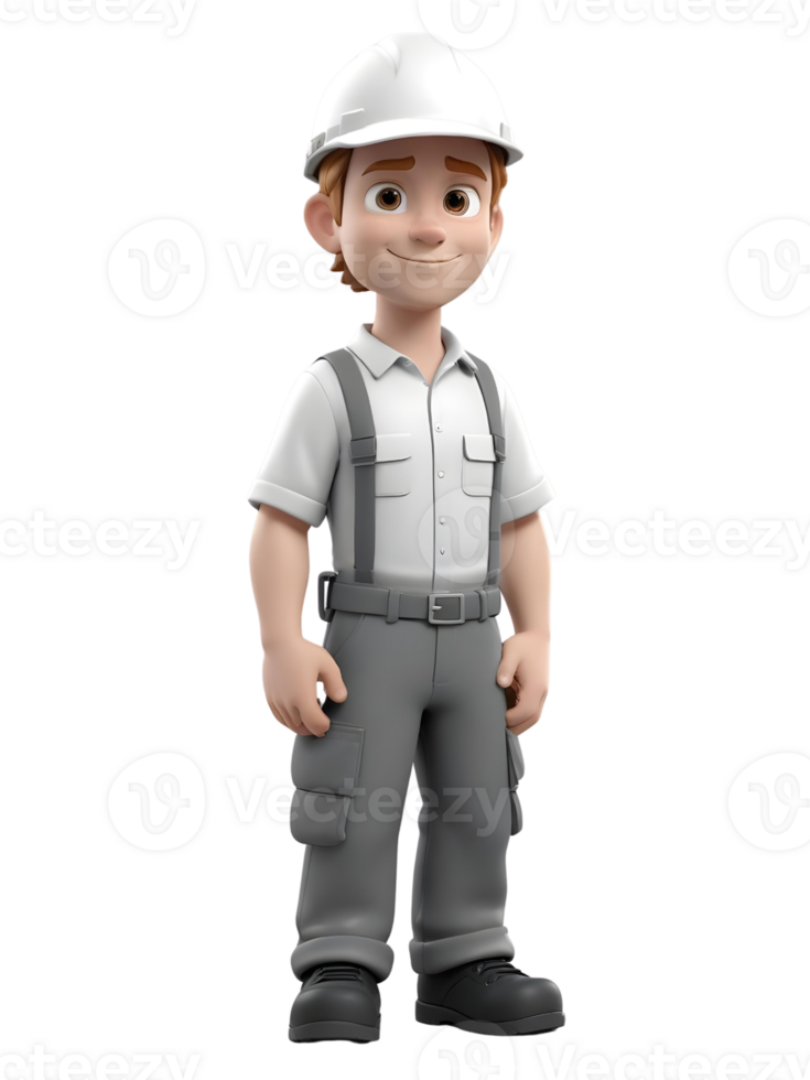 A cartoon character wearing a hard hat and overalls png