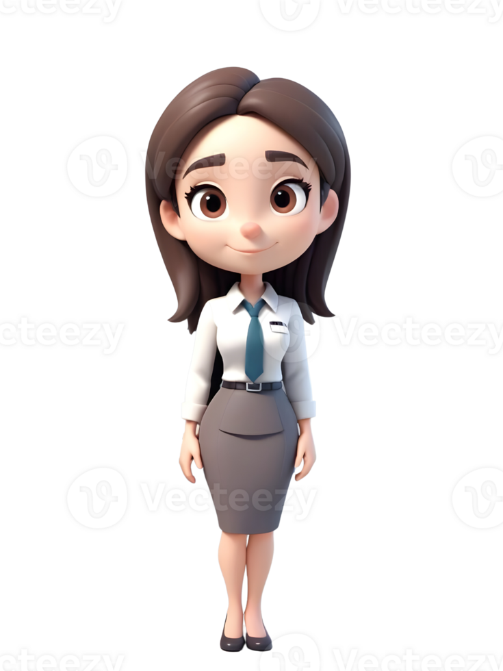 3d female character in business attire png