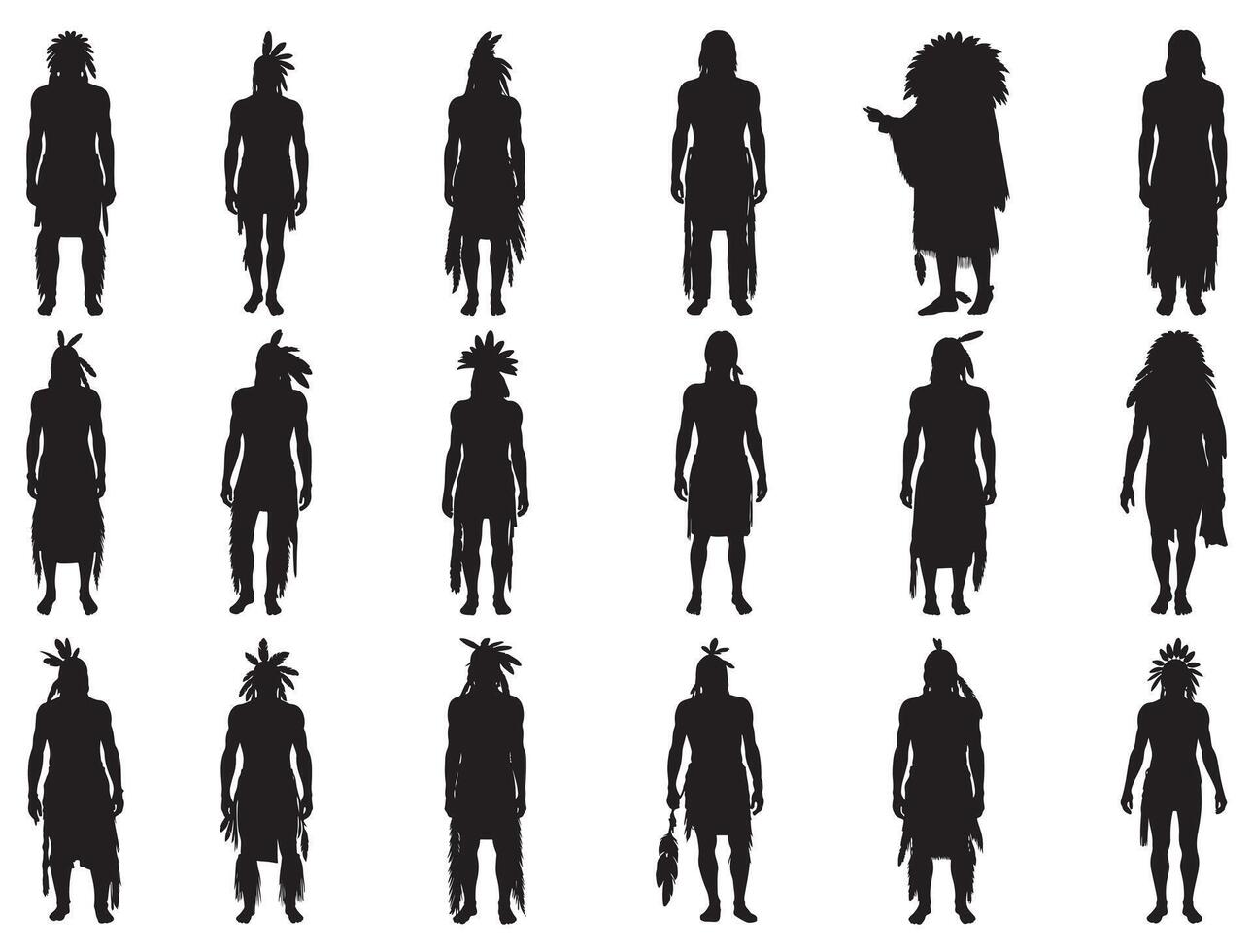 NATIVE AMERICAN MAN SILHOUETTE WHITE BACKGROUND vector