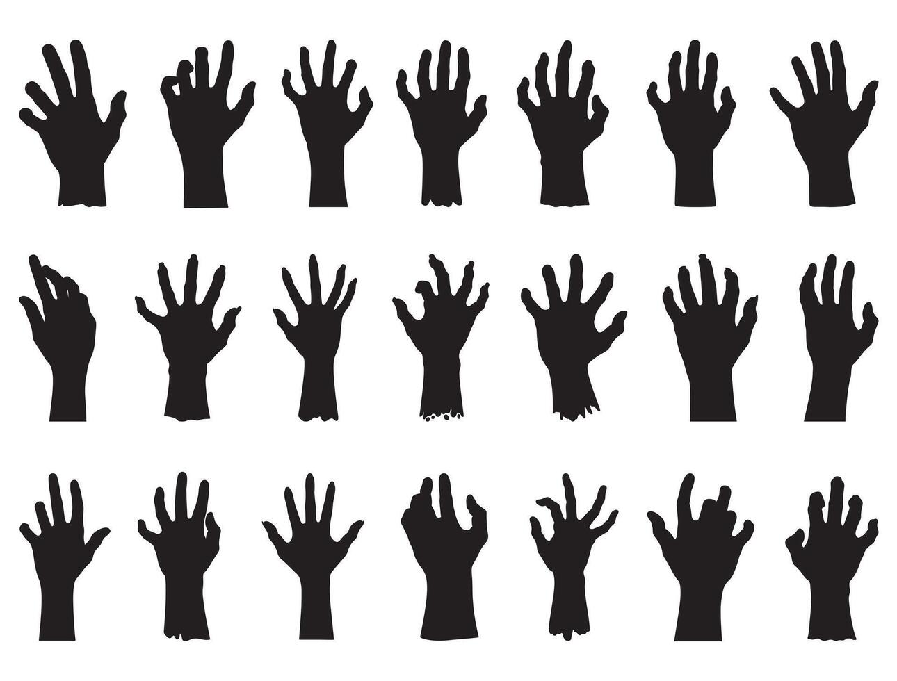 ZOMBIE HANDS SILHOUETTE WHITE BACKGROUND vector