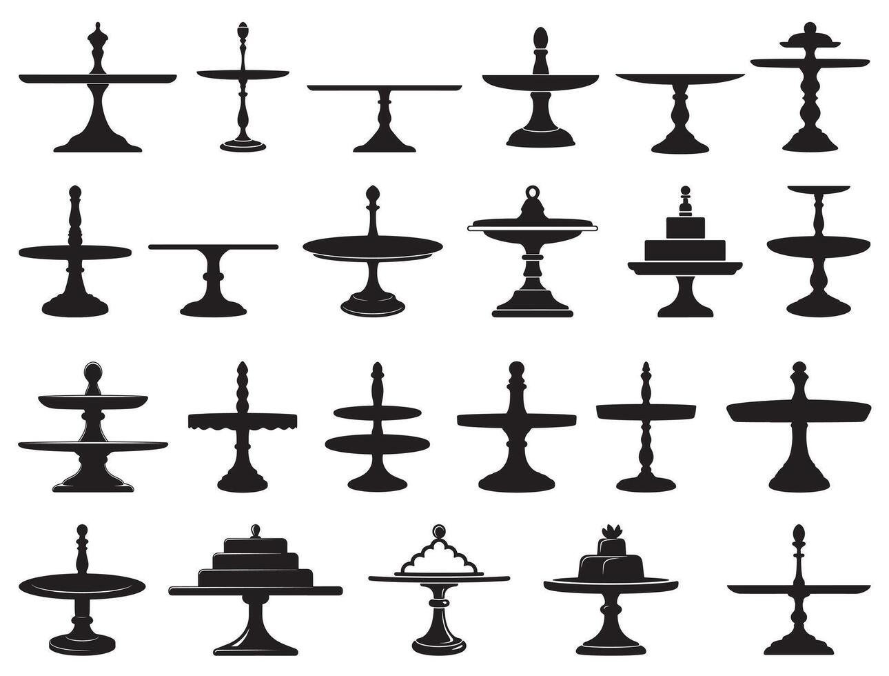 Cake Stand silhouette white background vector