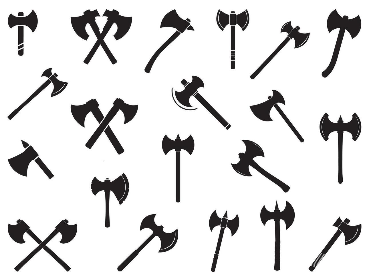 Battle axe silhouette white background vector