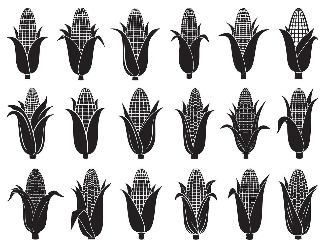 Corn silhouette white background vector