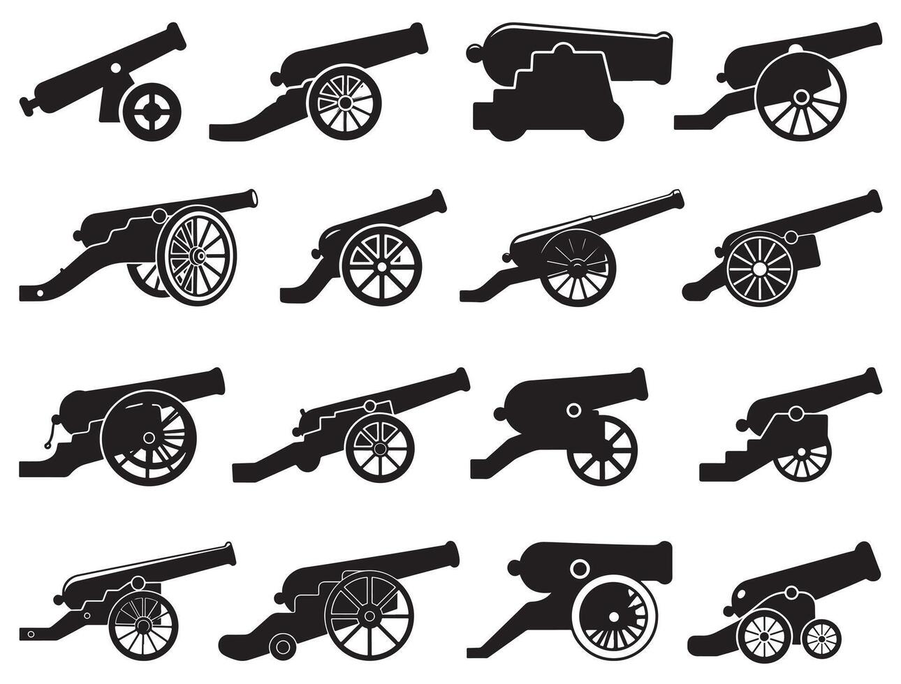Cannon silhouette white background vector